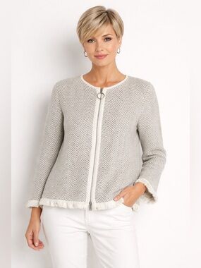 Fabiana Filippi Chevron Zip Up Sweater Jacket